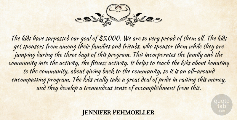 Jennifer Pehmoeller Quote About Among, Community, Days, Deal, Develop: The Kids Have Surpassed Our...