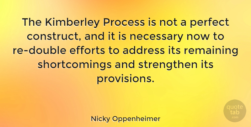 Nicky Oppenheimer Quote About Address, Efforts, Remaining, Strengthen: The Kimberley Process Is Not...