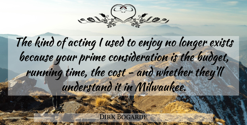 Dirk Bogarde Quote About Cost, Enjoy, Exists, Longer, Prime: The Kind Of Acting I...