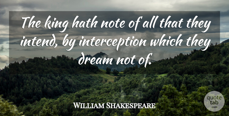 William Shakespeare Quote About Dream, Kings, Interesting: The King Hath Note Of...