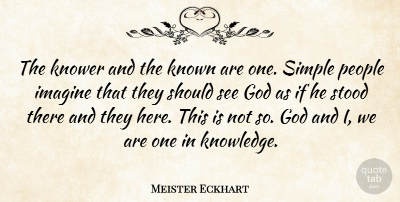 Meister Eckhart Quote About Spiritual, Simple, People: The Knower And The Known...