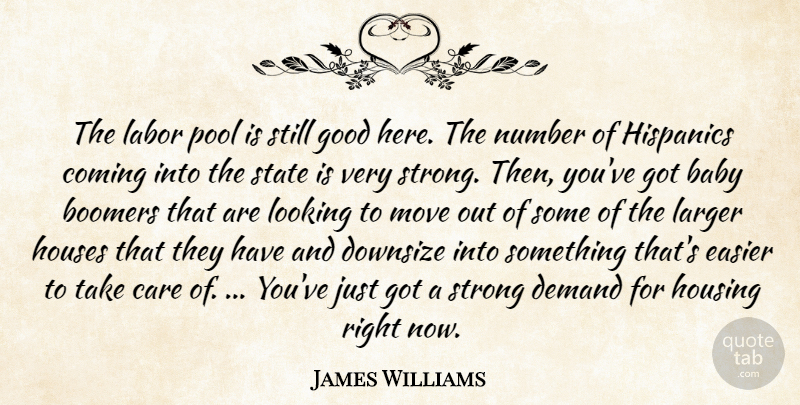 James Williams Quote About Baby, Boomers, Care, Coming, Demand: The Labor Pool Is Still...