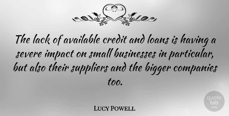 Lucy Powell Quote About Available, Bigger, Businesses, Companies, Credit: The Lack Of Available Credit...