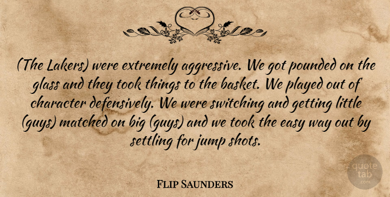 Flip Saunders Quote About Character, Easy, Extremely, Glass, Jump: The Lakers Were Extremely Aggressive...