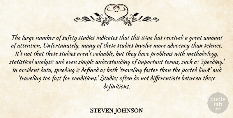Steven Johnson Quote About Accident, Advocacy, Amount, Analysis, Both: The Large Number Of Safety...