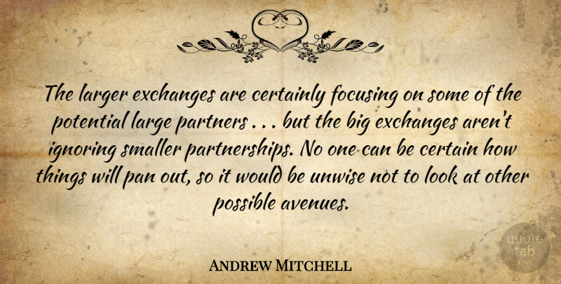 Andrew Mitchell Quote About Certainly, Exchanges, Focusing, Ignoring, Larger: The Larger Exchanges Are Certainly...