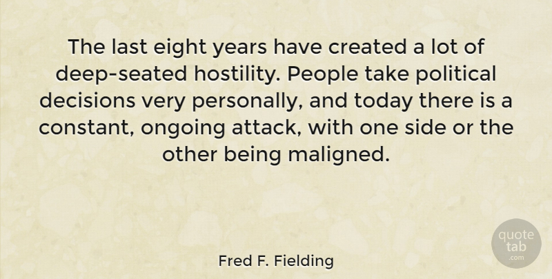 Fred F. Fielding Quote About Years, Eight, People: The Last Eight Years Have...
