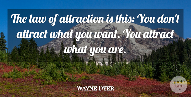 Wayne Dyer Quote About Positive, Law Of Attraction, Want: The Law Of Attraction Is...