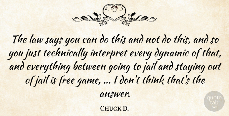Chuck D. Quote About Dynamic, Free, Interpret, Jail, Law: The Law Says You Can...