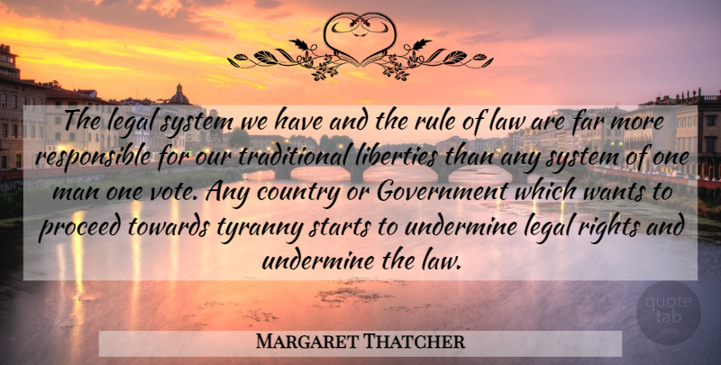 Margaret Thatcher Quote About Country, Men, Law: The Legal System We Have...