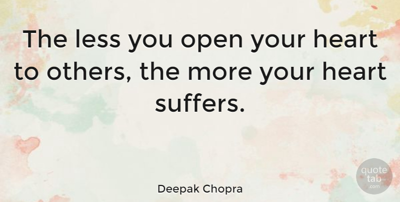 Deepak Chopra Quote About Inspirational, Relationship, Spiritual: The Less You Open Your...