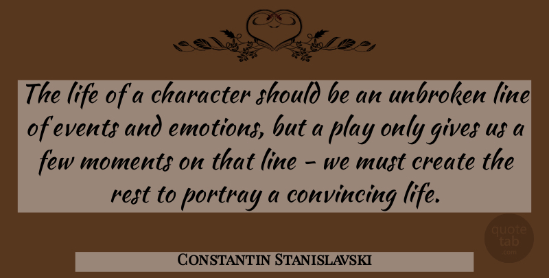 Constantin Stanislavski Quote About Character, Play, Giving: The Life Of A Character...