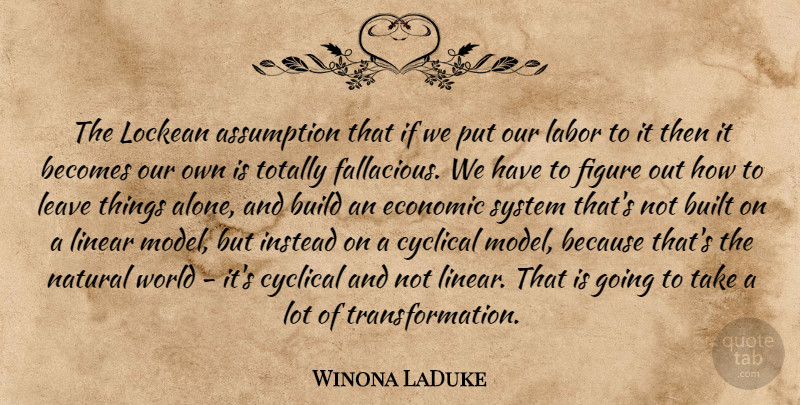 Winona LaDuke Quote About Environmental, World, Assumption: The Lockean Assumption That If...