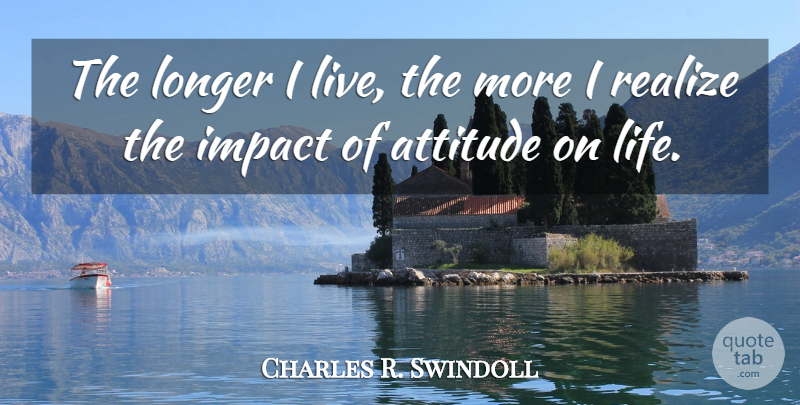 Charles R. Swindoll Quote About Attitude, Impact, Make Or Break: The Longer I Live The...