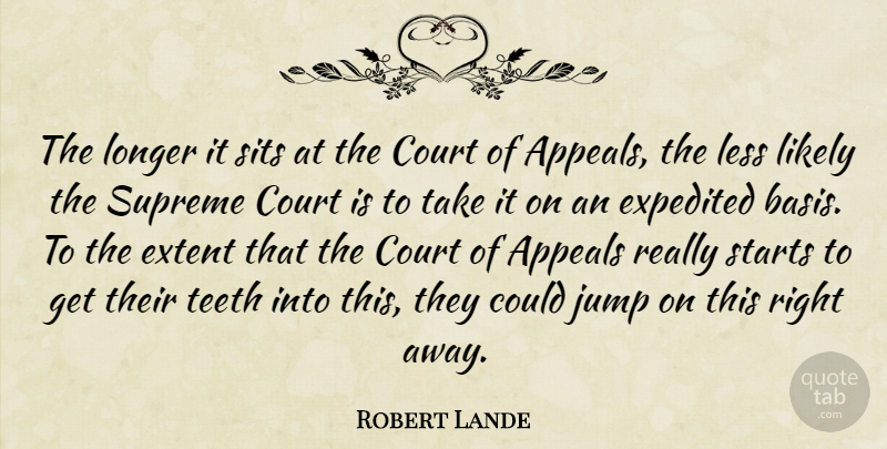 Robert Lande Quote About Appeals, Court, Extent, Jump, Less: The Longer It Sits At...
