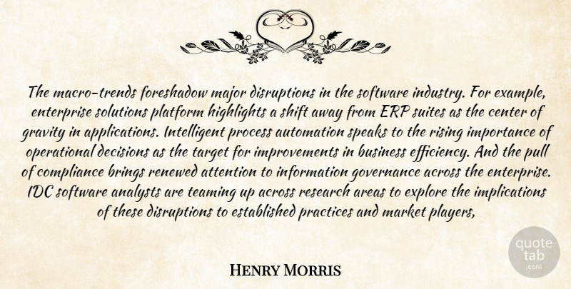 Henry Morris Quote About Across, Areas, Attention, Automation, Brings: The Macro Trends Foreshadow Major...
