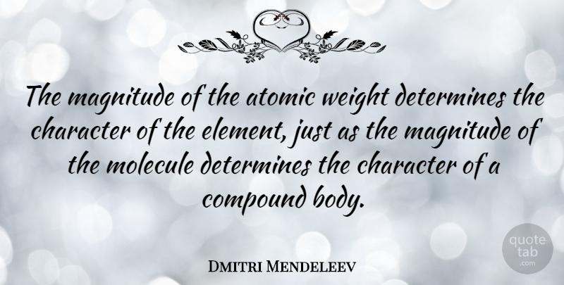 Dmitri Mendeleev Quote About Character, Elements, Weight: The Magnitude Of The Atomic...