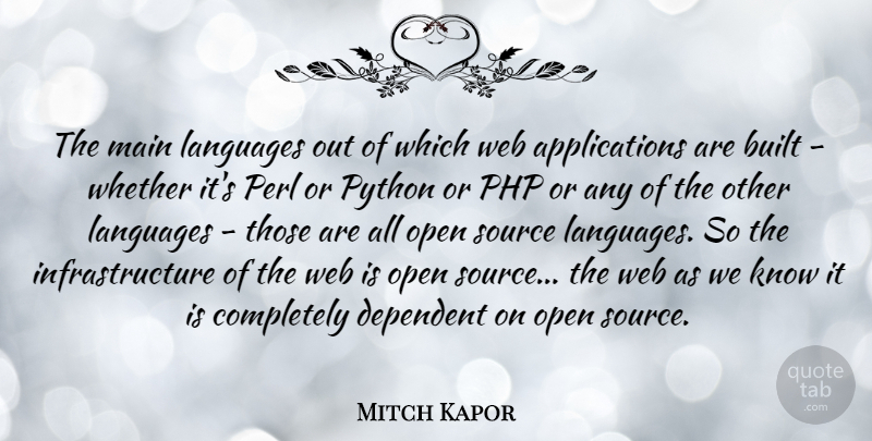 Mitch Kapor Quote About Built, Dependent, Main, Python, Source: The Main Languages Out Of...