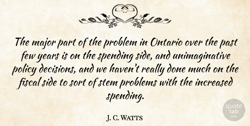 J. C. Watts Quote About Few, Fiscal, Increased, Major, Ontario: The Major Part Of The...