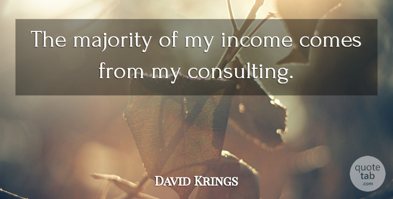 David Krings Quote About Income, Majority: The Majority Of My Income...
