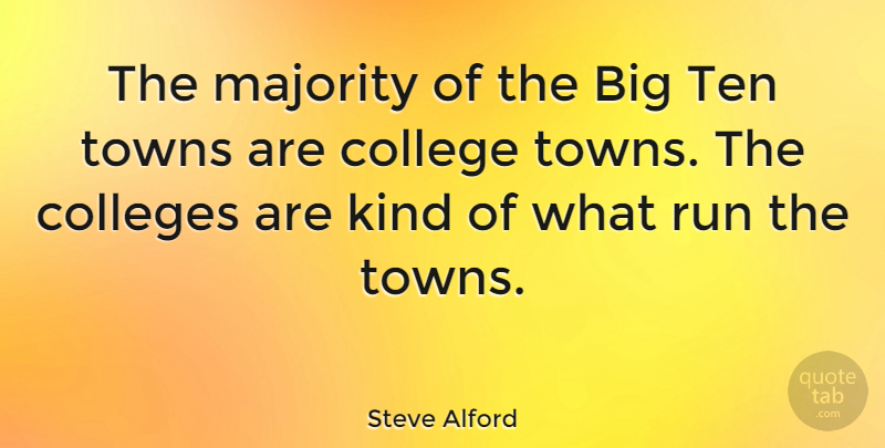 Steve Alford Quote About Colleges, Ten, Towns: The Majority Of The Big...
