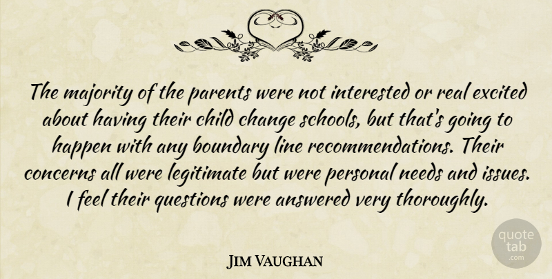 Jim Vaughan Quote About Answered, Boundary, Change, Child, Concerns: The Majority Of The Parents...
