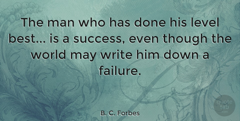 B. C. Forbes Quote About Motivational, Writing, Men: The Man Who Has Done...