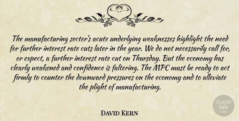 David Kern Quote About Act, Acute, Call, Clearly, Confidence: The Manufacturing Sectors Acute Underlying...