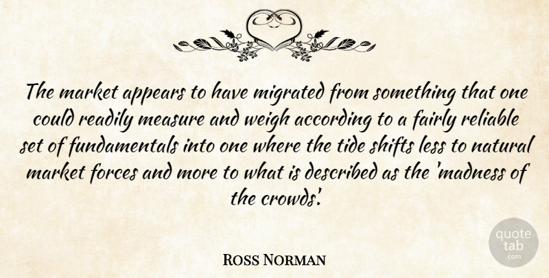 Ross Norman Quote About According, Appears, Fairly, Forces, Less: The Market Appears To Have...