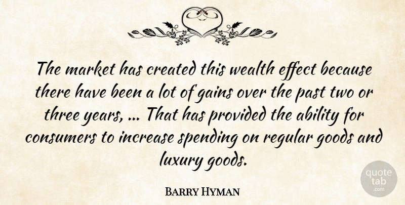 Barry Hyman Quote About Ability, Consumers, Created, Effect, Gains: The Market Has Created This...