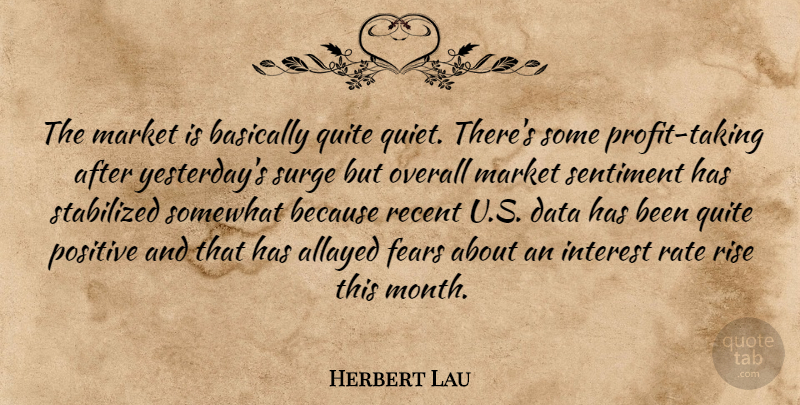 Herbert Lau Quote About Basically, Data, Fears, Interest, Market: The Market Is Basically Quite...