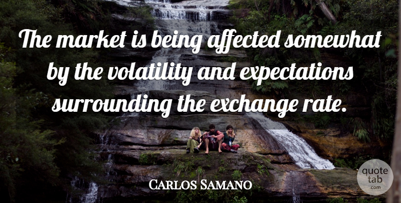 Carlos Samano Quote About Affected, Exchange, Market, Somewhat, Volatility: The Market Is Being Affected...