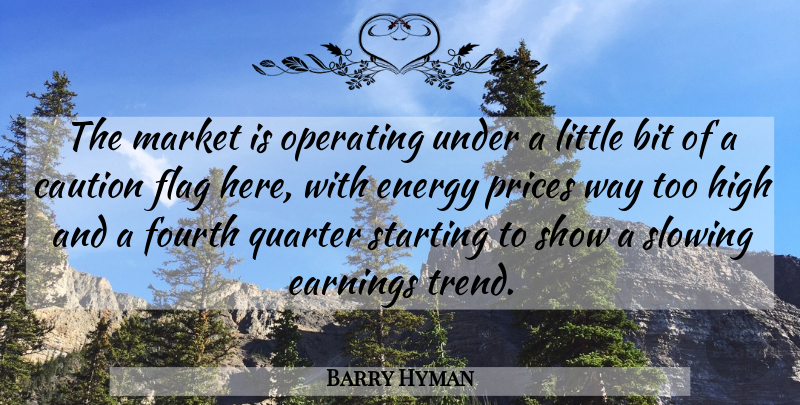Barry Hyman Quote About Bit, Caution, Earnings, Energy, Flag: The Market Is Operating Under...