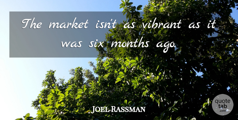 Joel Rassman Quote About Market, Months, Six, Vibrant: The Market Isnt As Vibrant...