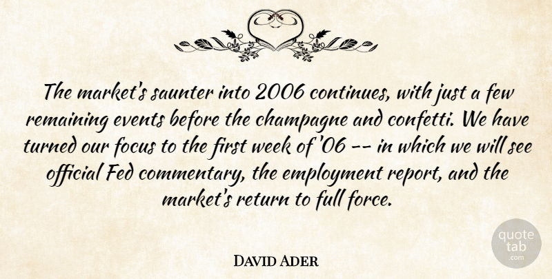 David Ader Quote About Champagne, Employment, Events, Fed, Few: The Markets Saunter Into 2006...