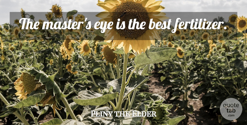 Pliny the Elder Quote About Eye, Farming, Masters: The Masters Eye Is The...