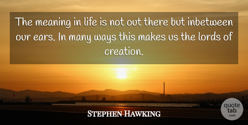 Stephen Hawking Quote About Coaching, Ears, Way: The Meaning In Life Is...