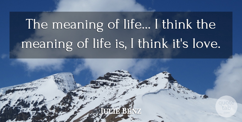 Julie Benz Quote About Thinking, Meaning Of Life, Life Is: The Meaning Of Life I...