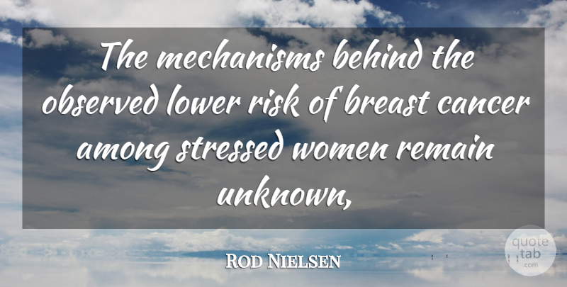 Rod Nielsen Quote About Among, Behind, Cancer, Lower, Mechanisms: The Mechanisms Behind The Observed...