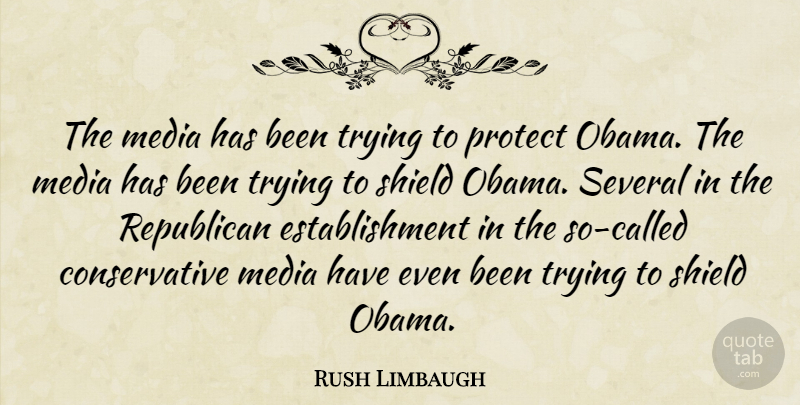 Rush Limbaugh Quote About Media, Trying, Shields: The Media Has Been Trying...