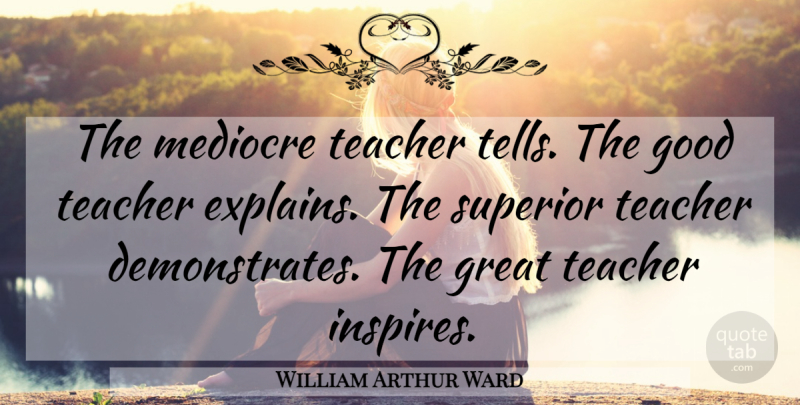 William Arthur Ward Quote About Motivational, Leadership, Basketball: The Mediocre Teacher Tells The...