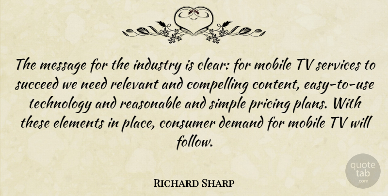 Richard Sharp Quote About Compelling, Consumer, Demand, Elements, Industry: The Message For The Industry...