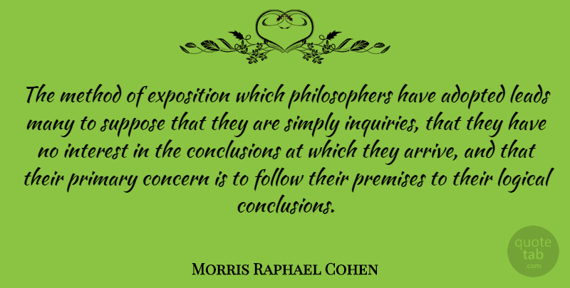 Morris Raphael Cohen Quote About Inquiry, Philosopher, Logical: The Method Of Exposition Which...