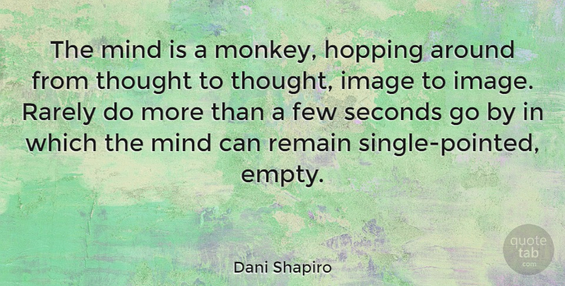 Dani Shapiro Quote About Few, Mind, Rarely, Remain, Seconds: The Mind Is A Monkey...