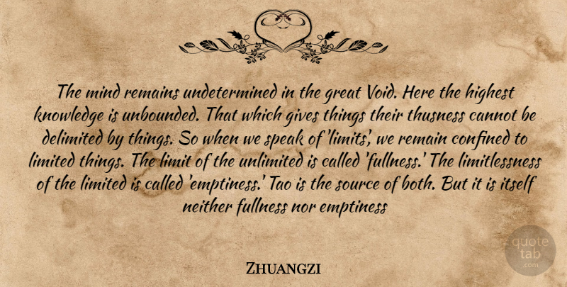 Zhuangzi Quote About Giving, Mind, Void: The Mind Remains Undetermined In...