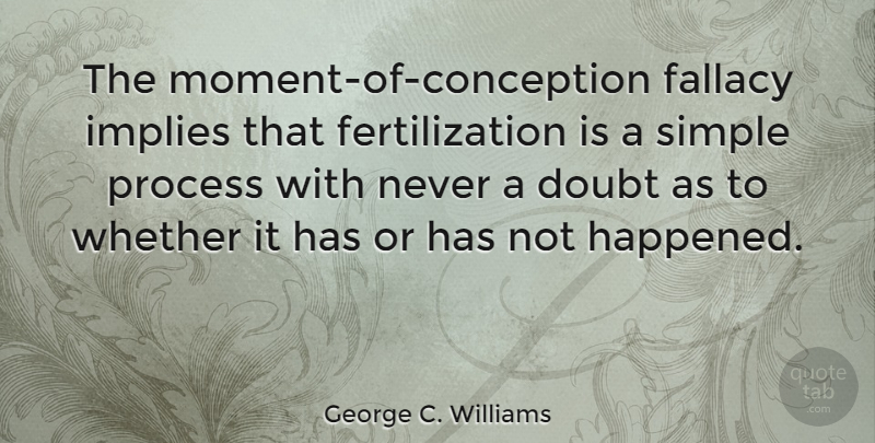 George C. Williams Quote About Simple, Doubt, Moments: The Moment Of Conception Fallacy...