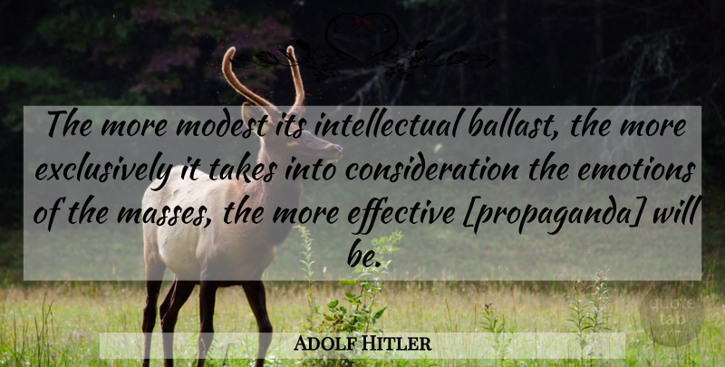Adolf Hitler Quote About Media, Intellectual, Mein Kampf: The More Modest Its Intellectual...