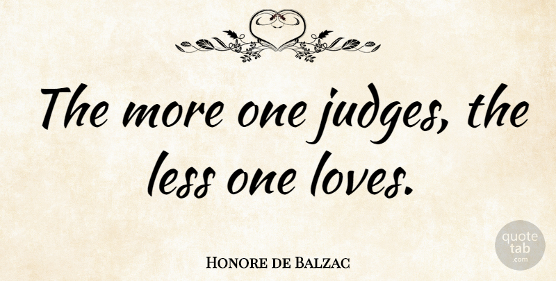 Honore de Balzac Quote About Love, Inspiring, Positivity: The More One Judges The...