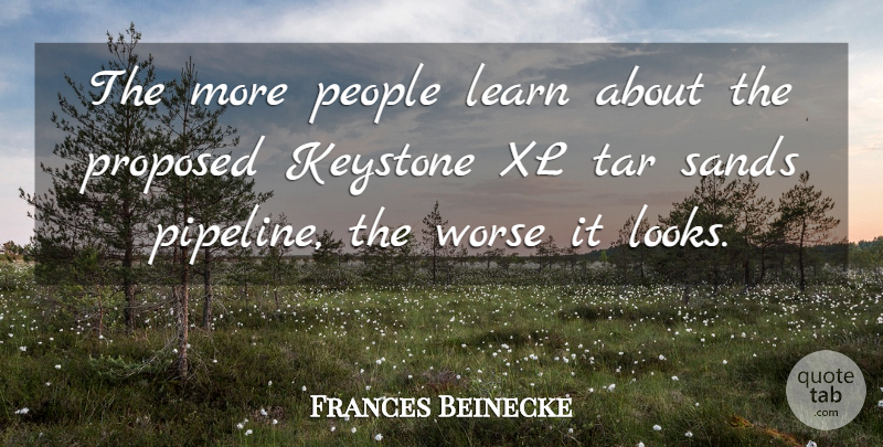 Frances Beinecke Quote About Keystone, People, Proposed, Sands, Worse: The More People Learn About...