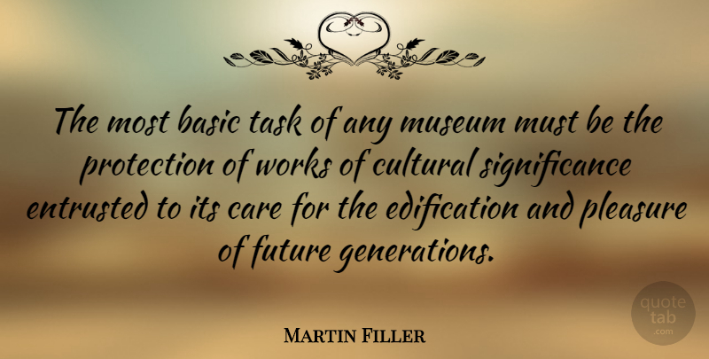 Martin Filler Quote About Museums, Tasks, Generations: The Most Basic Task Of...